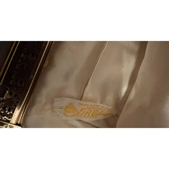 Ed B. Robinson Vintage White & Gold Beaded Evening Hinged Clutch w Chain Strap - Picture 8 of 10